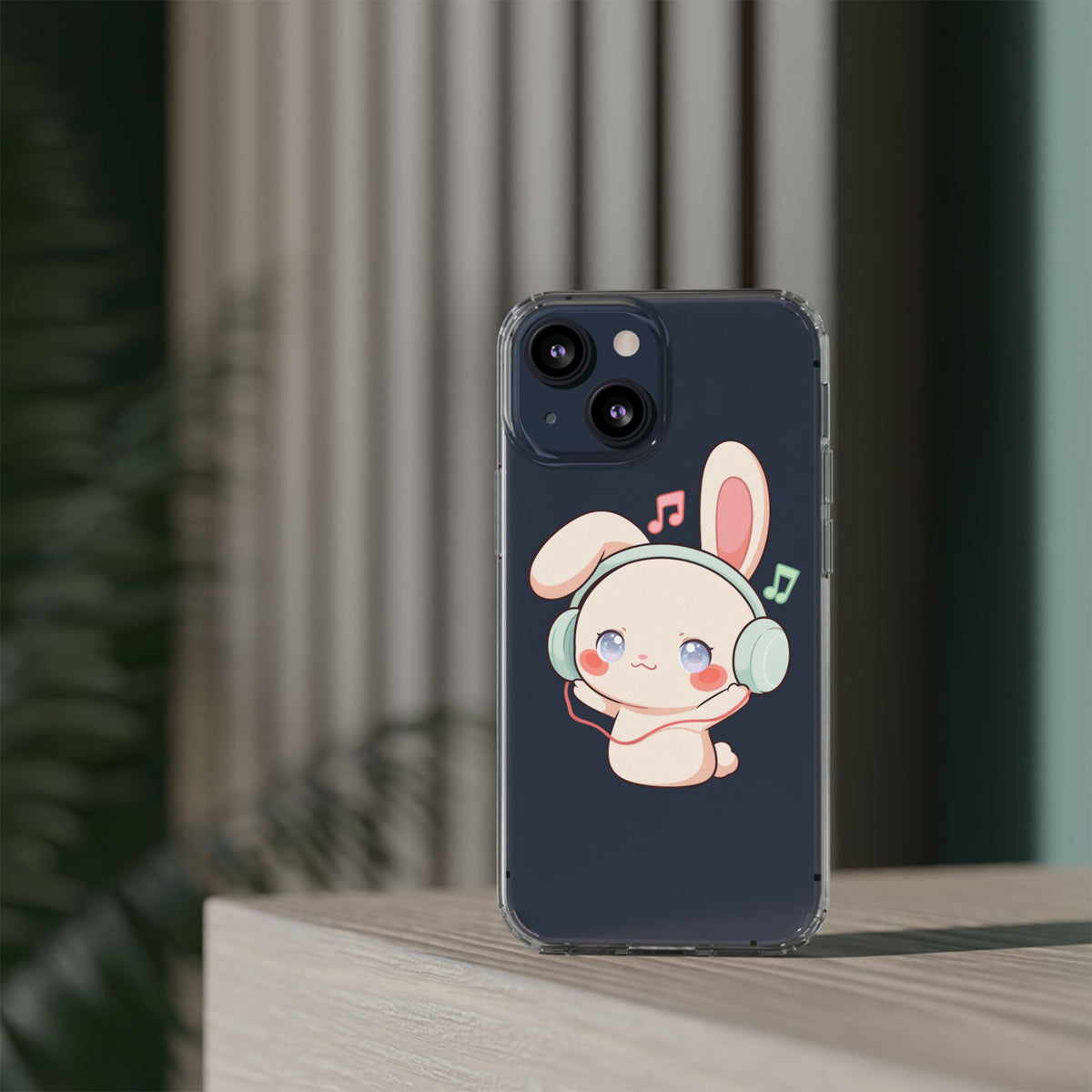 Kawaii Bunny Phone Case, Cute Music Lover Gift