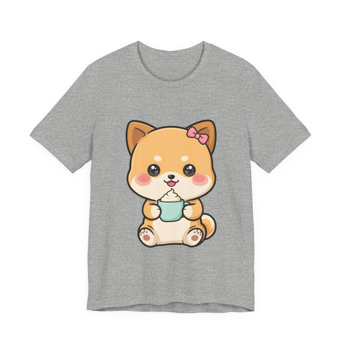 Kawaii Shiba Inu Coffee T-Shirt, Cute Latte Lover Tee