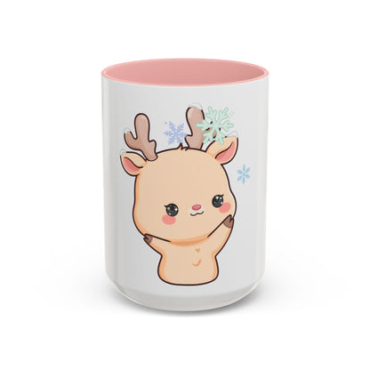Kawaii Reindeer Accent Coffee Mug for Cozy Winter Sips