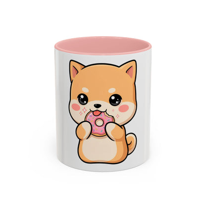 Shiba Inu Donut Mug, Kawaii Accent Coffee Mug