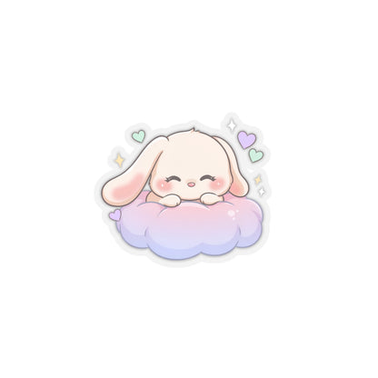 Kawaii Bunny Sticker on a Cloud for Cozy-Day Fans
