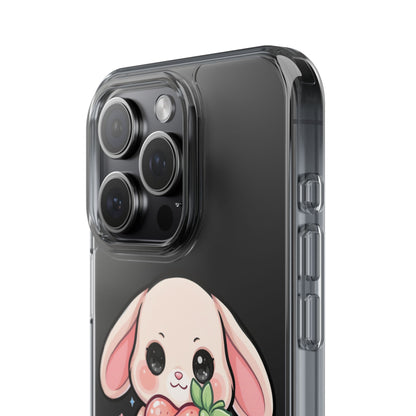 Kawaii Bunny Strawberry Phone Case, Clear Impact-Resistant