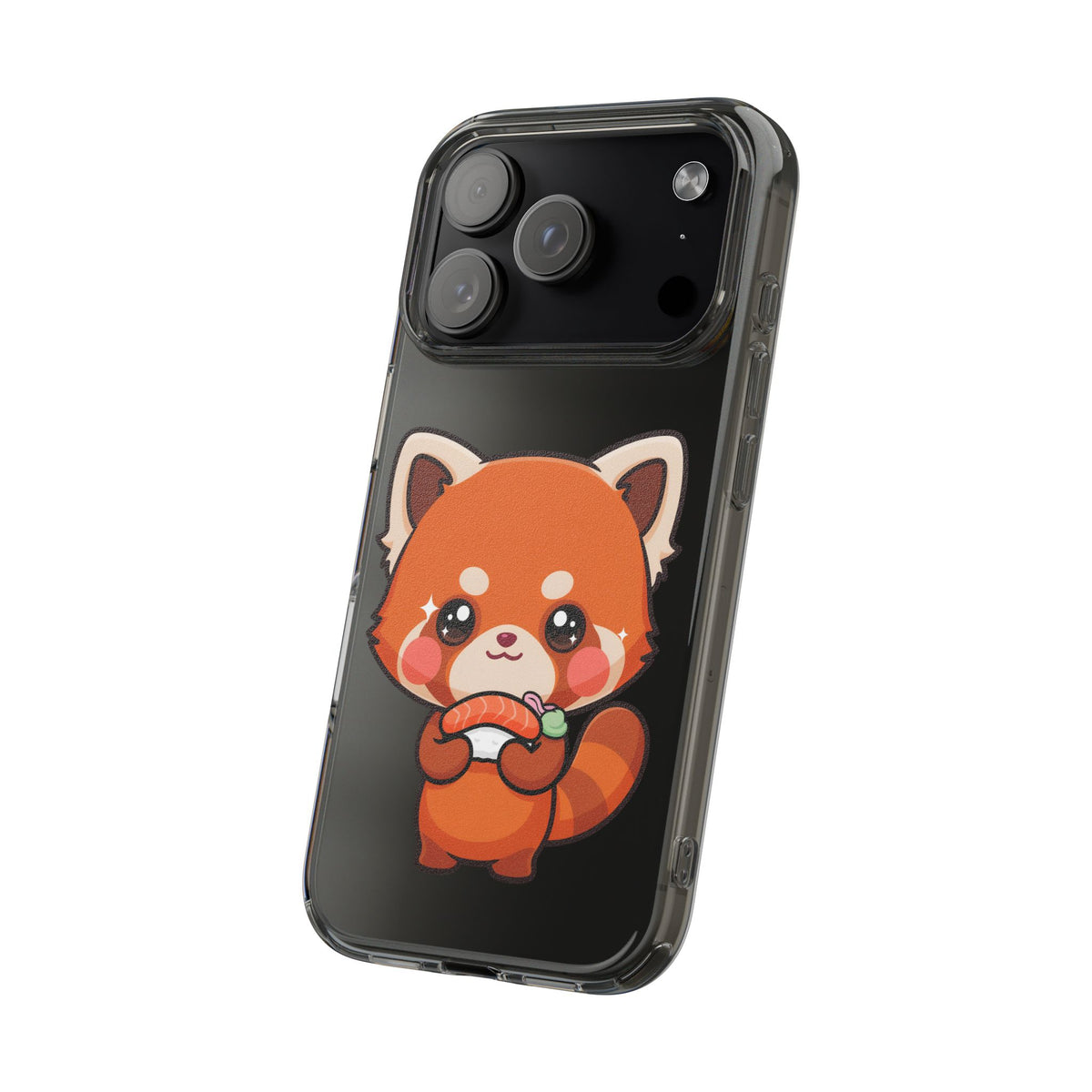 Red Panda Sushi Phone Case, Cute Kawaii Clear Case