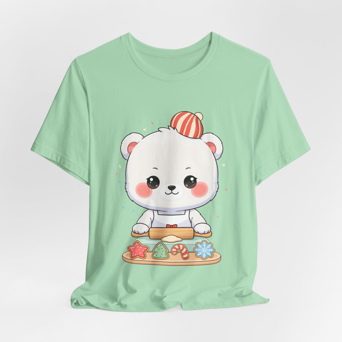 Christmas Cookie Baking Polar Bear Tee, Kawaii Holiday Shirt