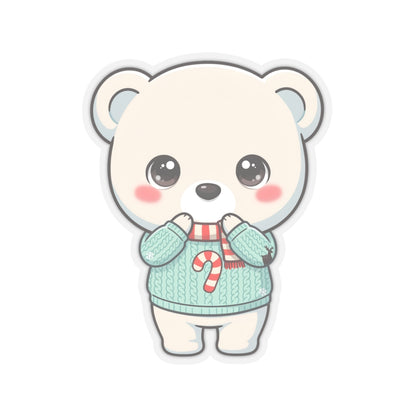 Kawaii Polar Bear Christmas Sticker for Cozy Holiday Cheer