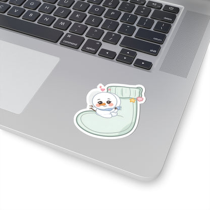 Kawaii Snowman Christmas Sticker for Cozy Holiday Cheer