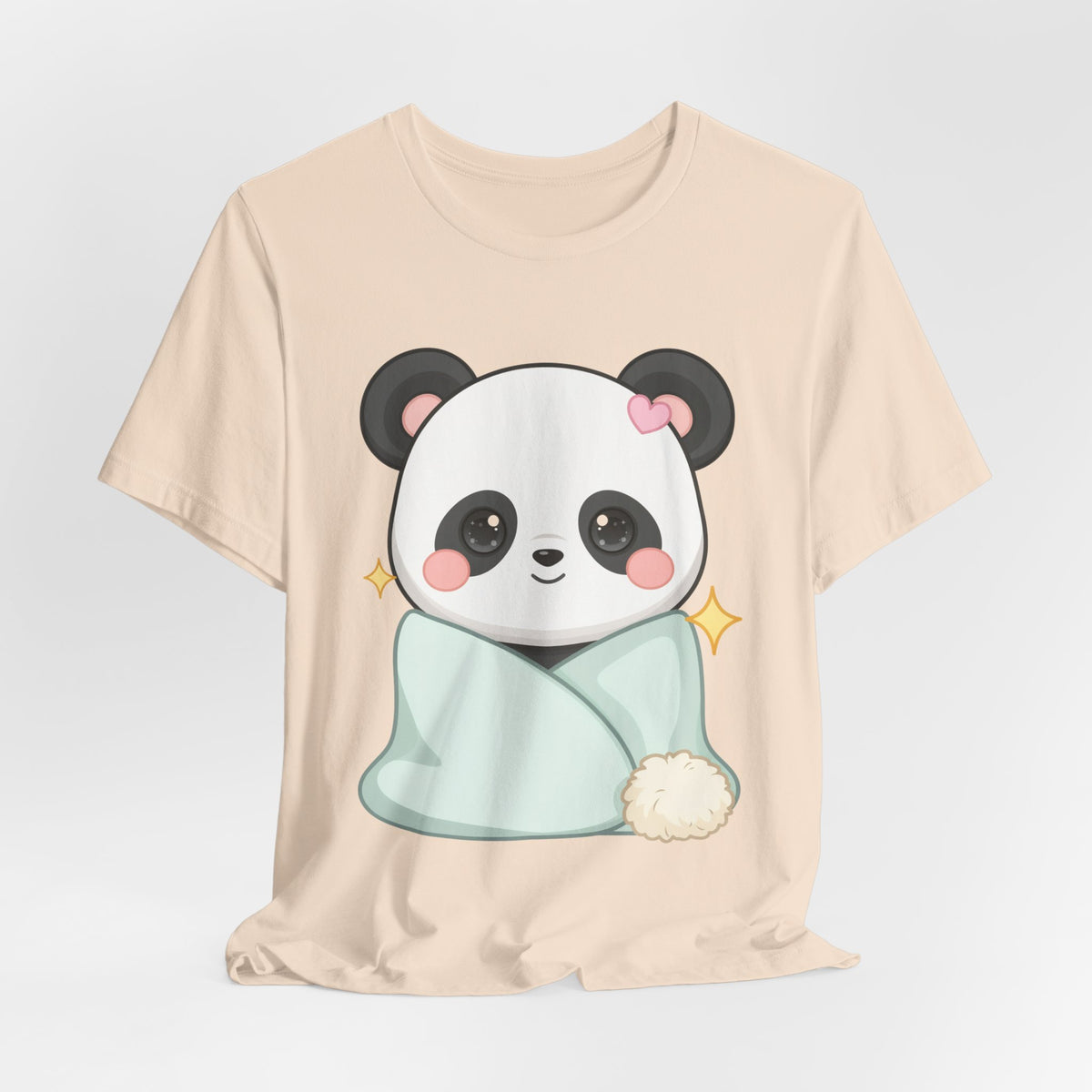 Kawaii Panda T-Shirt, Cozy Blanket Chibi Animal Tee