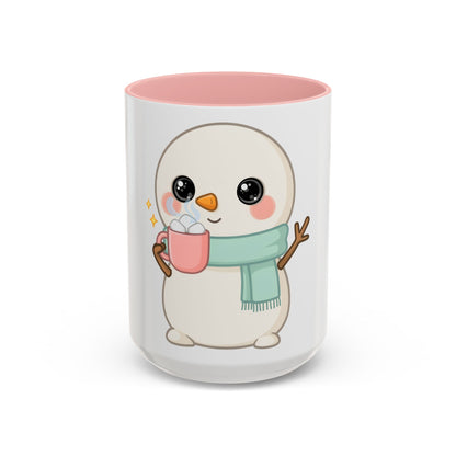 Kawaii Snowman Accent Coffee Mug for Cozy Cocoa Fans
