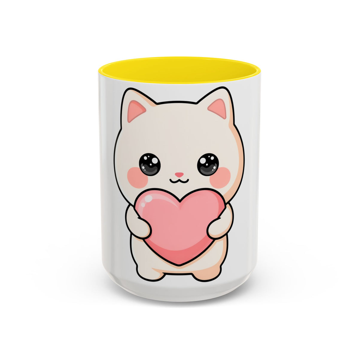 Kawaii Cat Heart Accent Coffee Mug for Sweet Morning Sips