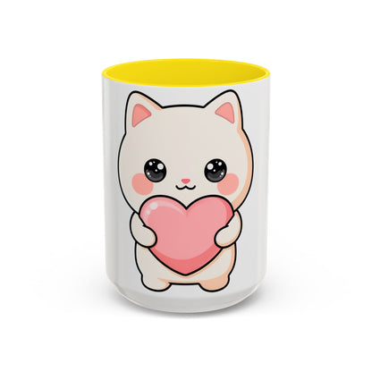 Kawaii Cat Heart Accent Coffee Mug for Sweet Morning Sips