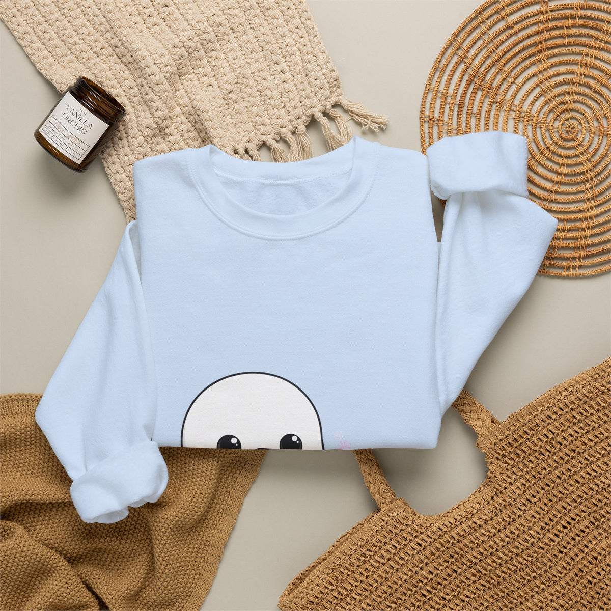 Cute Snowman Christmas Sweatshirt, Kawaii Holiday Crewneck