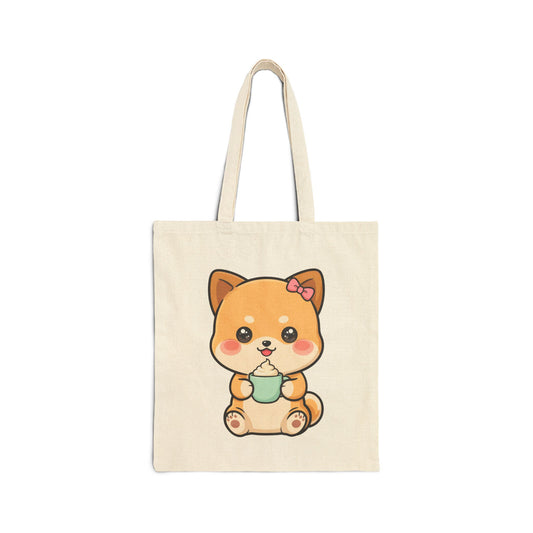 Kawaii Shiba Inu Tote Bag for Coffee Lovers