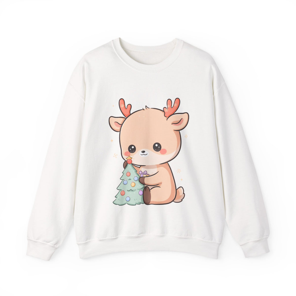 Kawaii Christmas Reindeer Sweatshirt, Cute Holiday Crewneck