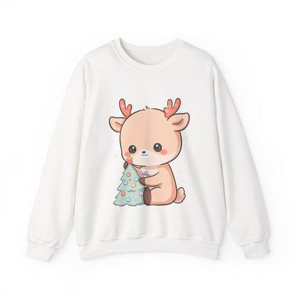 Kawaii Christmas Reindeer Sweatshirt, Cute Holiday Crewneck