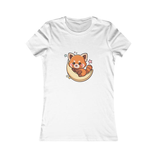 Kawaii Red Panda Crescent Moon Women's Tee