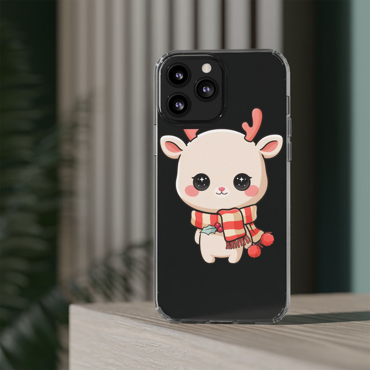 Christmas Reindeer Phone Case, Cute Kawaii Holiday Gift