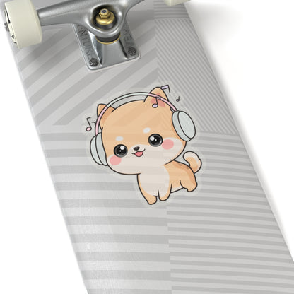 Kawaii Shiba Inu Music Sticker for Journals and Laptops