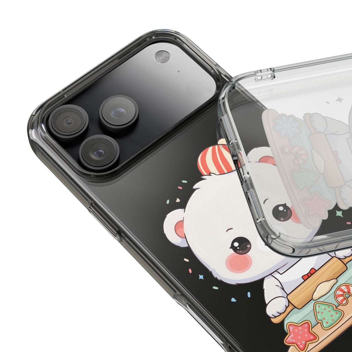 Christmas Bear Cookie Baking Clear Phone Case