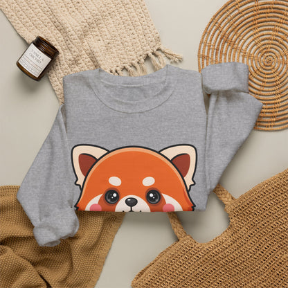 Kawaii Red Panda Sweatshirt, Cute Strawberry Hug Crewneck