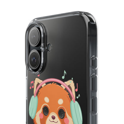Red Panda Phone Case, Kawaii Music Lover Clear Case