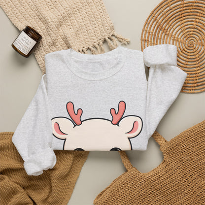Kawaii Reindeer Sweatshirt, Cute Christmas Crewneck