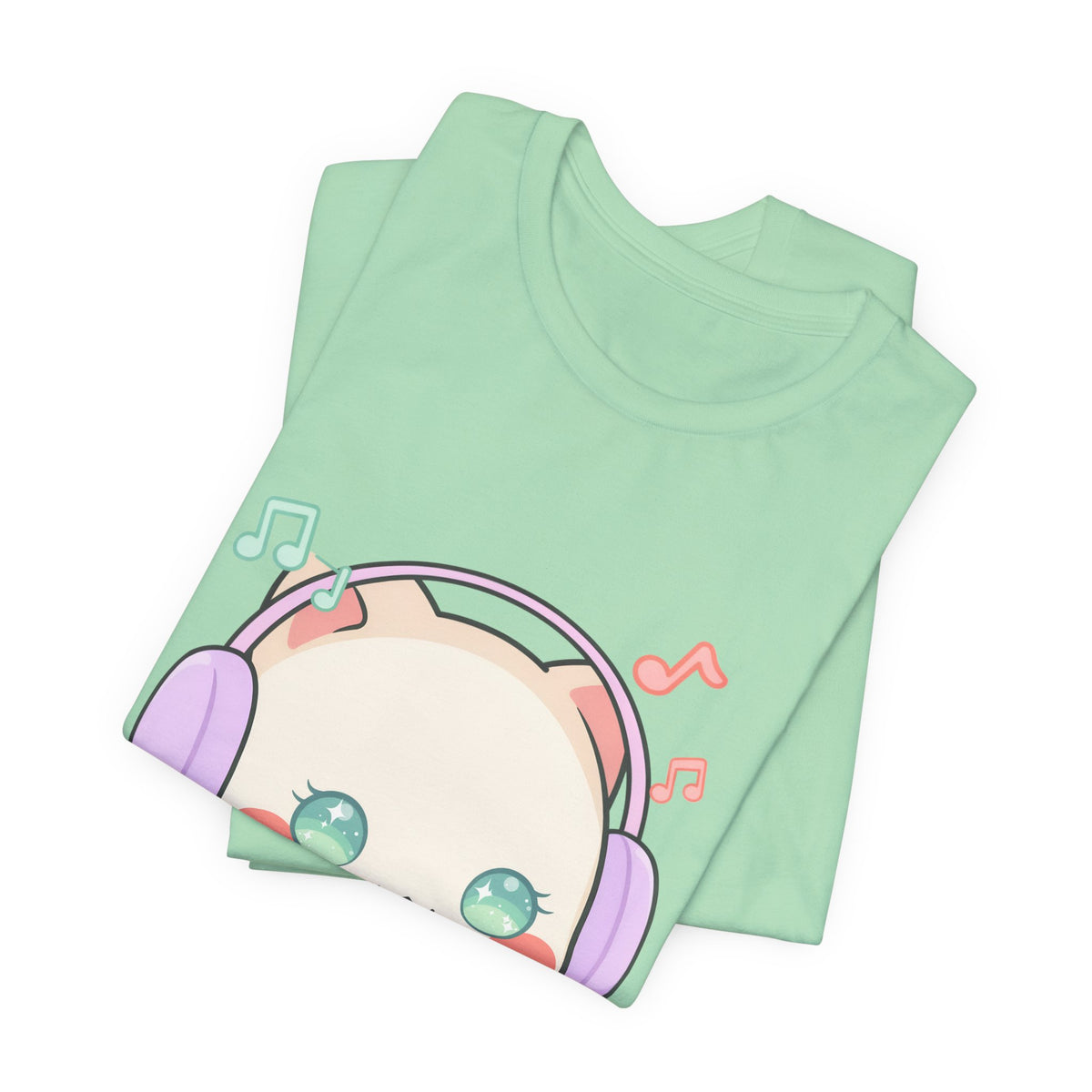 Kawaii Cat Music Lover T-Shirt, Cute Headphone Kitty Tee