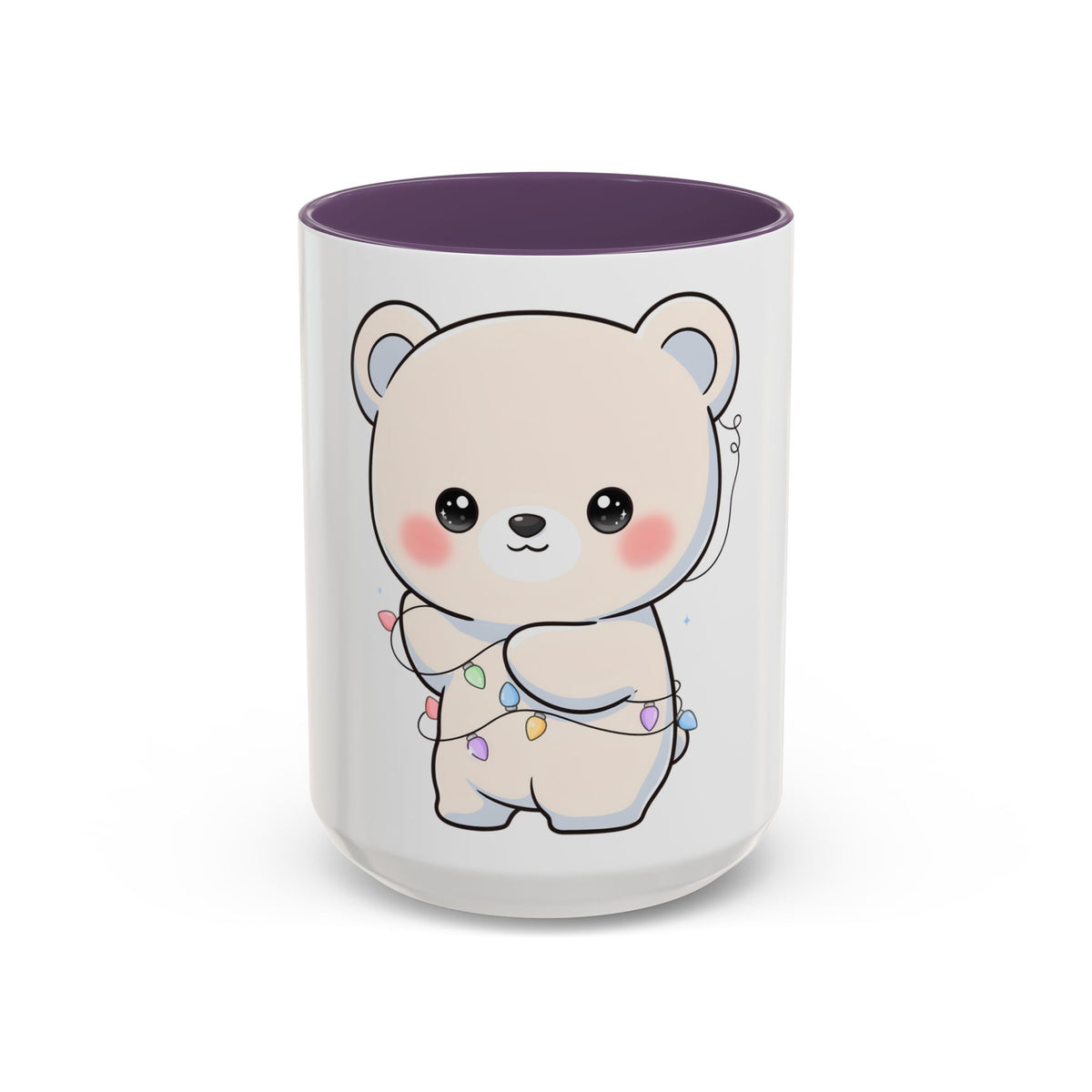 Kawaii Polar Bear Mug, Festive Holiday Gift