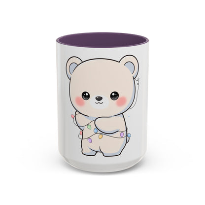 Kawaii Polar Bear Mug, Festive Holiday Gift