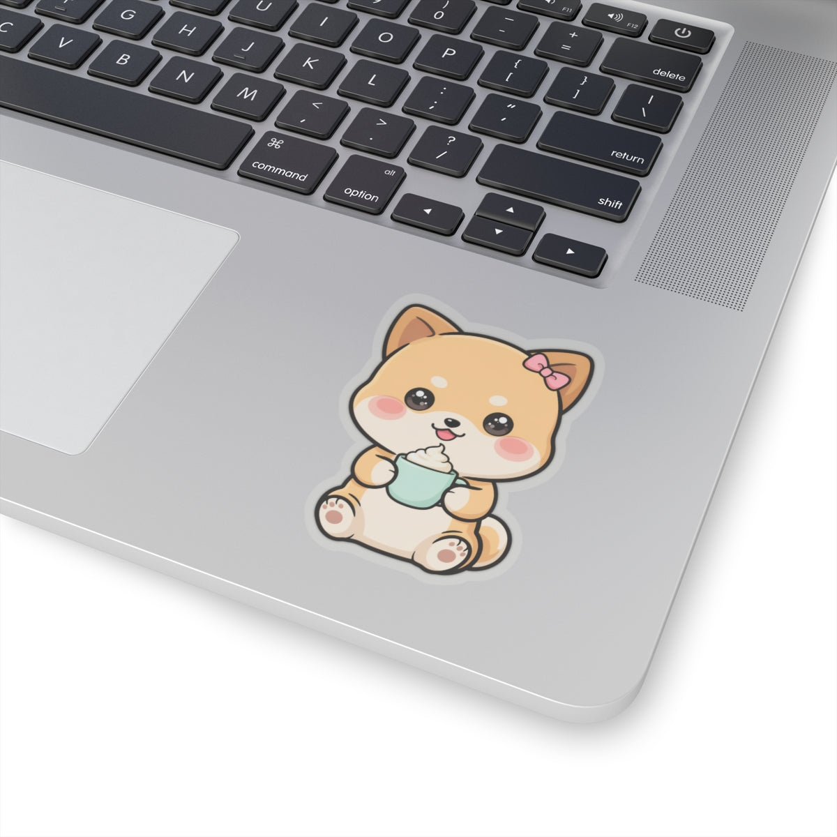Kawaii Shiba Inu Latte Kiss-Cut Sticker for Coffee Lovers