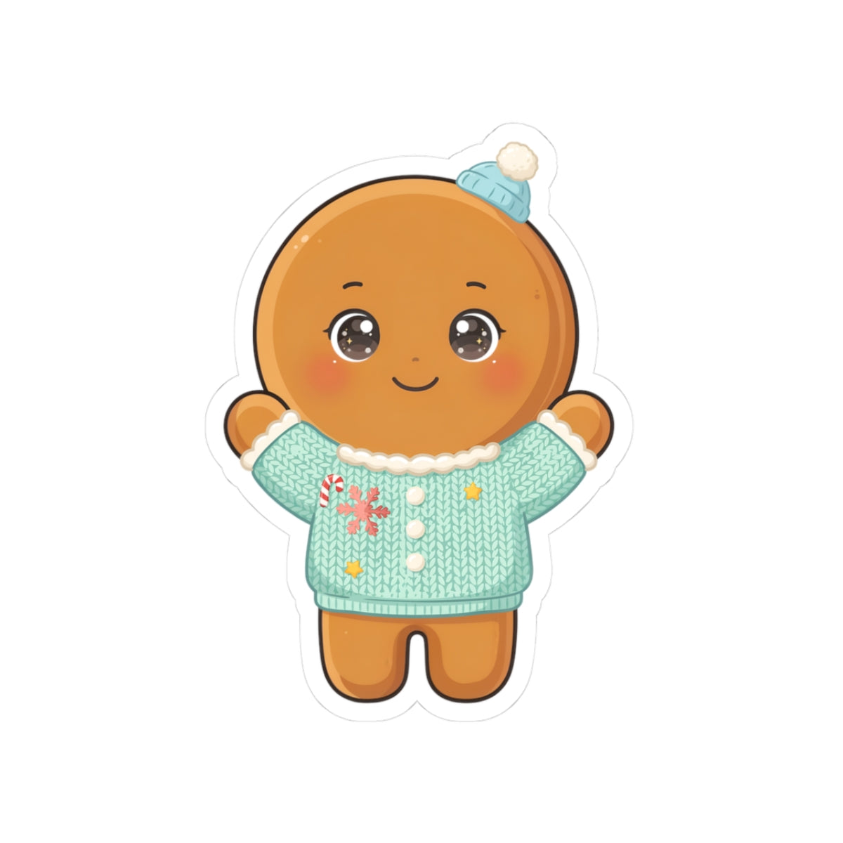Christmas Gingerbread Sticker, Kawaii Holiday Gift