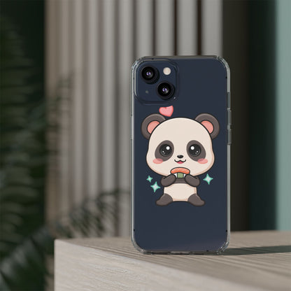 Kawaii Panda Sushi Phone Case, Clear Impact-Resistant Case