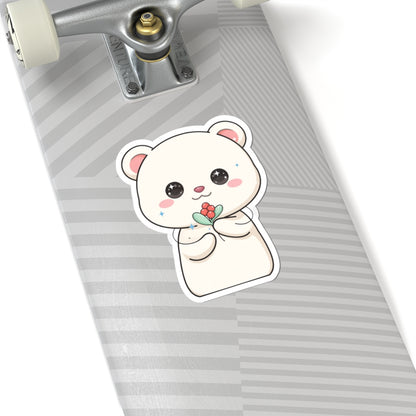 Kawaii Christmas Polar Bear Sticker with Mistletoe