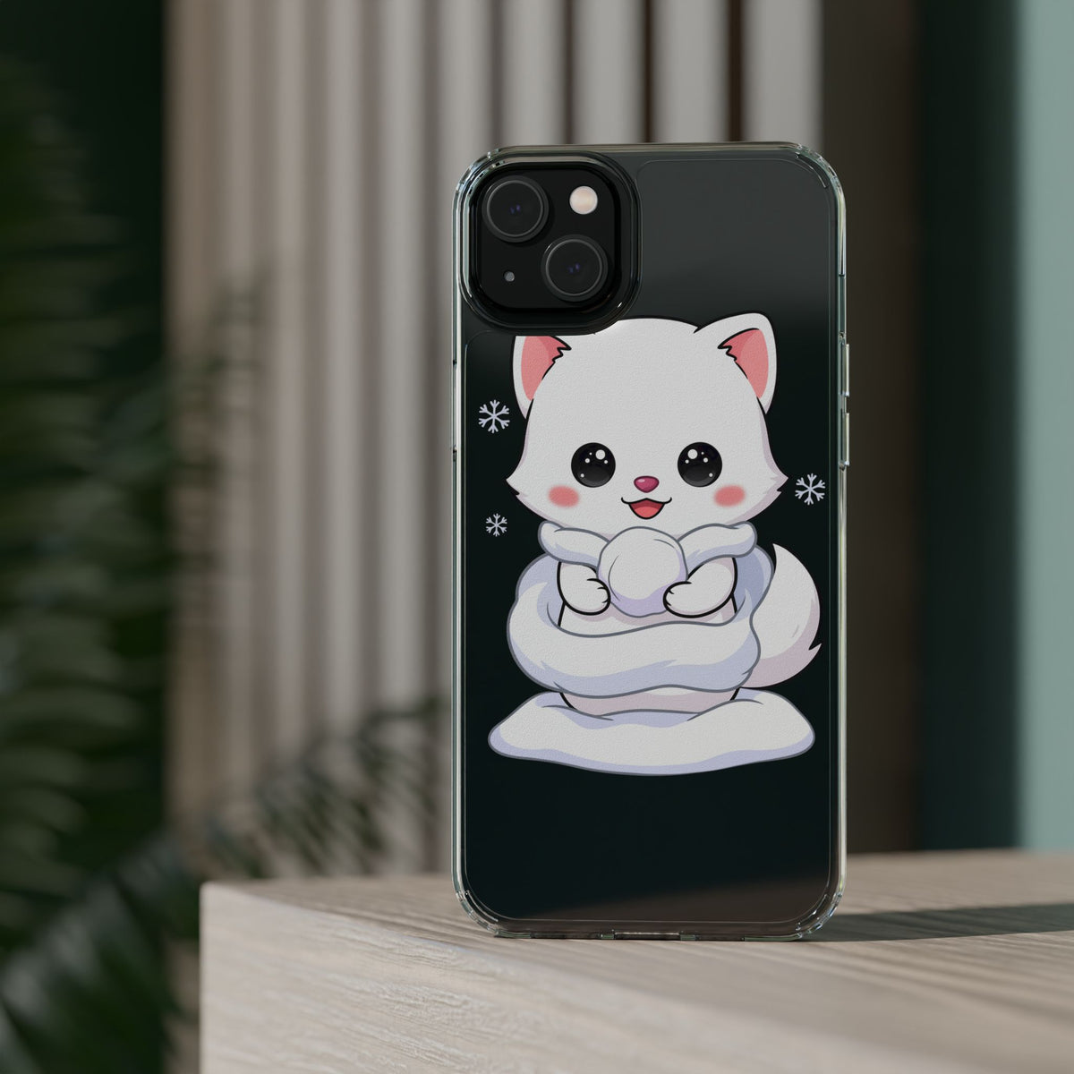 Kawaii Arctic Fox Phone Case, Cute Snow Day Gift