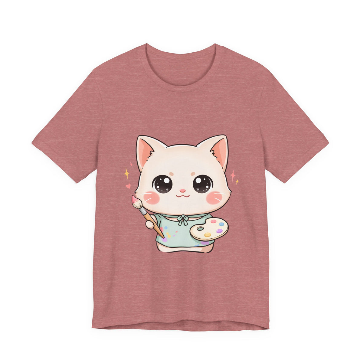 Kawaii Cat Artist T-Shirt for Creative Cat Lovers