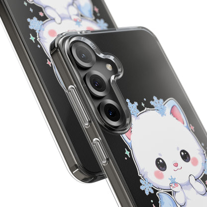 Kawaii Arctic Fox Phone Case, Cute Snowflake Clear Case