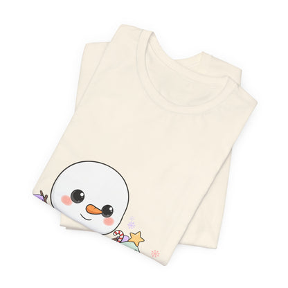 Kawaii Snowman Christmas T-Shirt for Festive Outfits