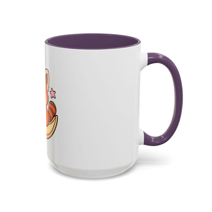 Red Panda Accent Coffee Mug, Kawaii Crescent Moon