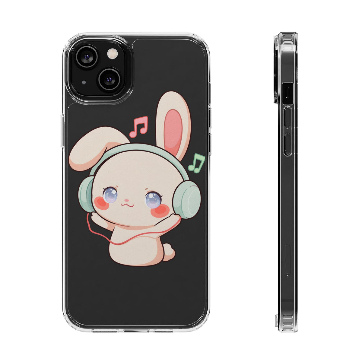 Kawaii Bunny Phone Case, Cute Music Lover Gift
