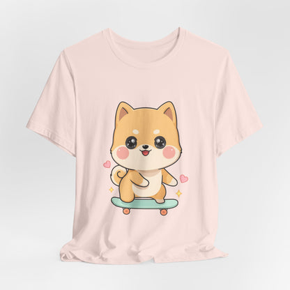 Kawaii Shiba Inu Skateboarder Tee for Dog Lovers