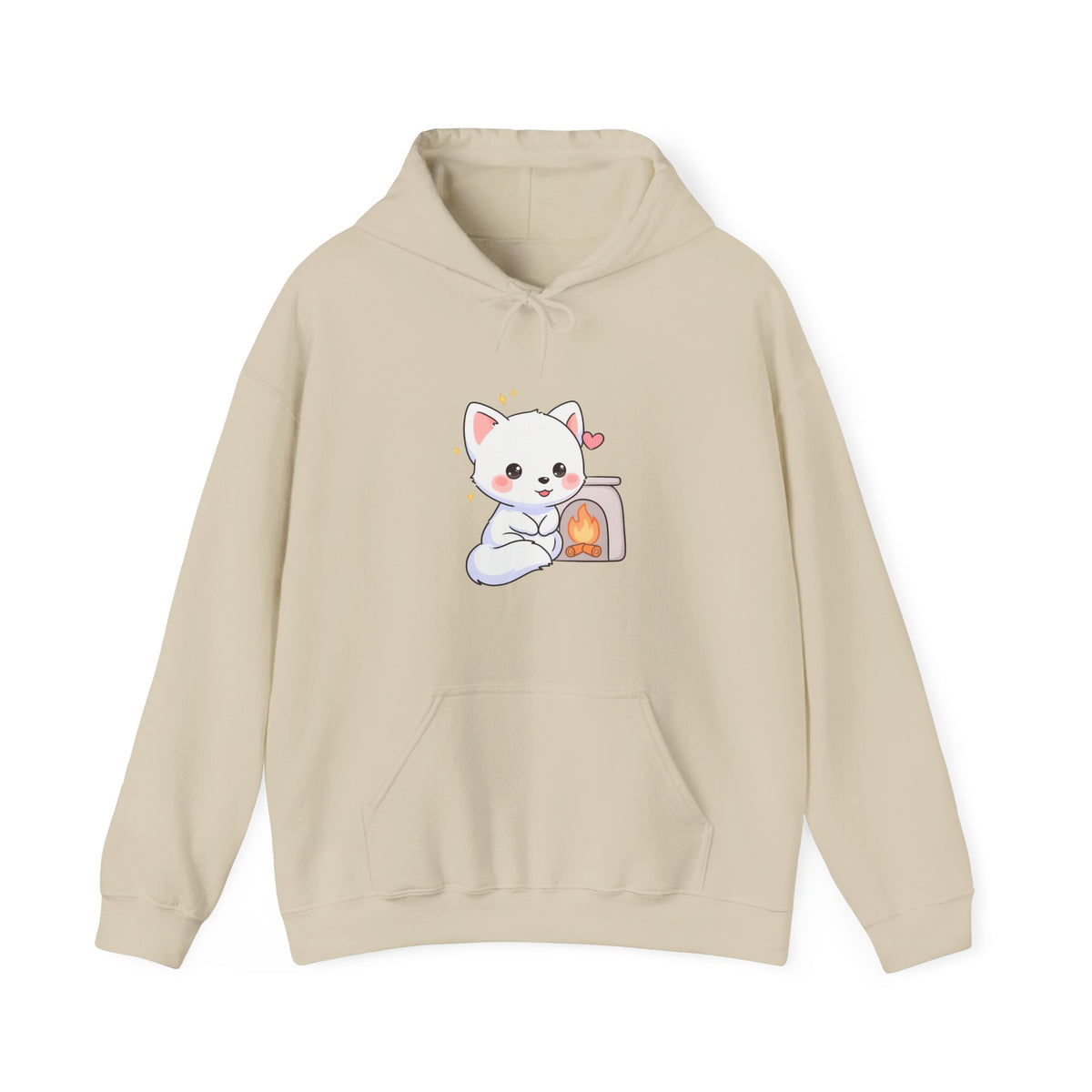 Kawaii Arctic Fox Hoodie for Cozy Fireplace Evenings