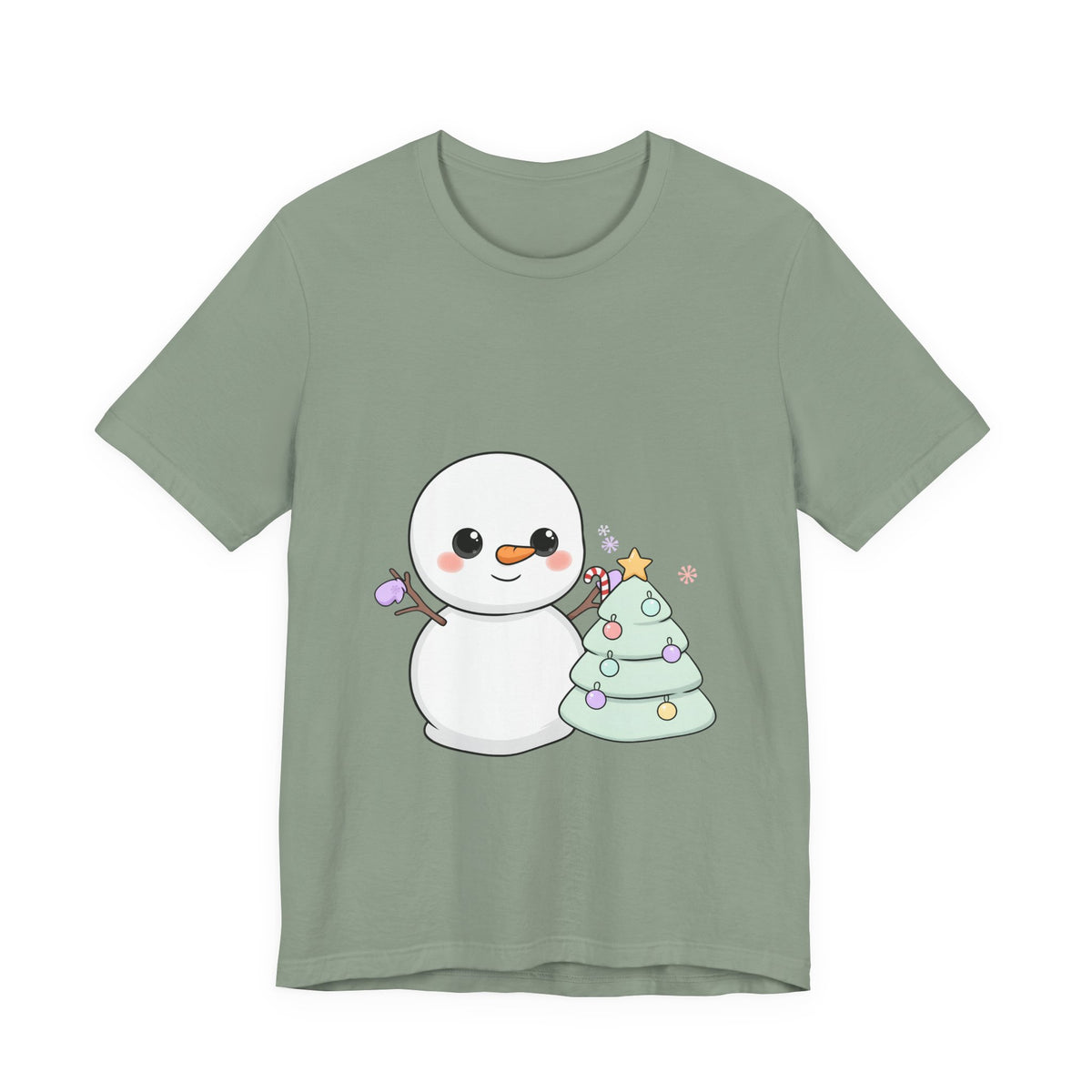 Kawaii Snowman Christmas T-Shirt for Festive Outfits