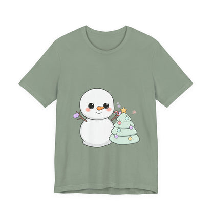 Kawaii Snowman Christmas T-Shirt for Festive Outfits