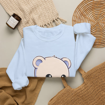 Kawaii Polar Bear Sweatshirt, Cute Sledding Cub Crewneck