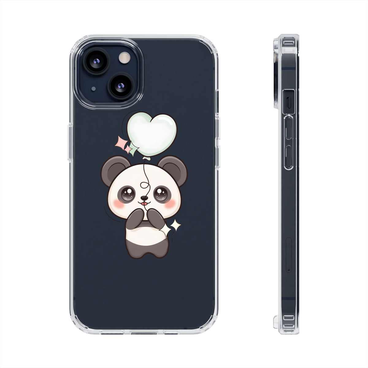Kawaii Panda Clear Phone Case with Balloon