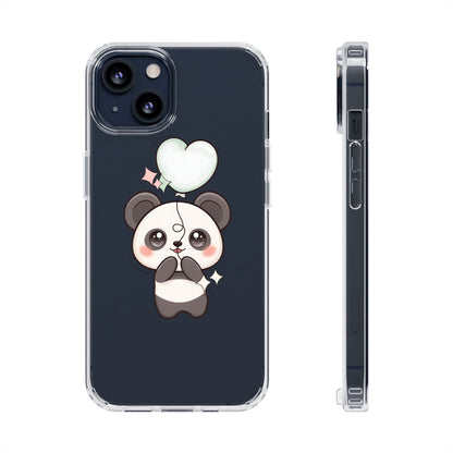 Kawaii Panda Clear Phone Case with Balloon