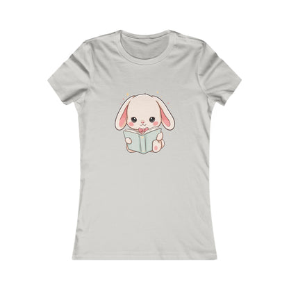 Kawaii Reading Bunny Women's Tee for Book Lovers