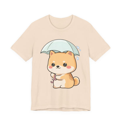 Kawaii Shiba Inu Umbrella T-Shirt for Rainy Day Fans