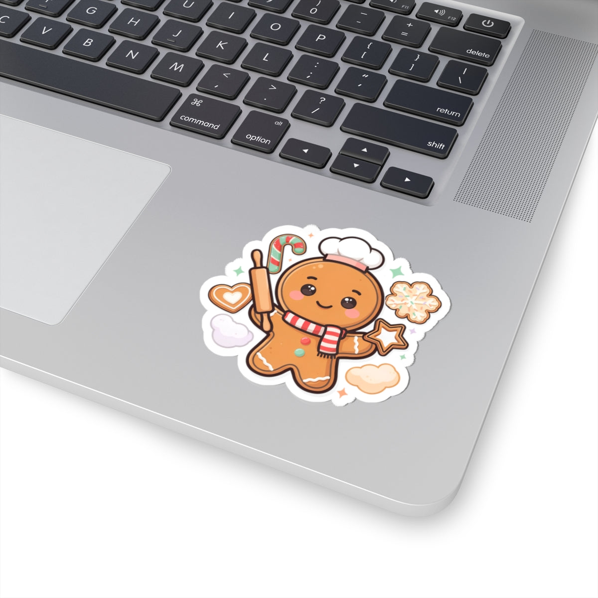 Kawaii Gingerbread Baker Christmas Kiss-Cut Sticker