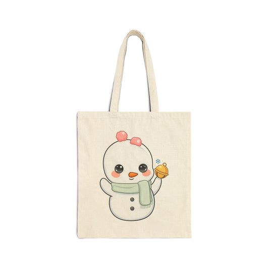 Kawaii Snowman Tote Bag for Whimsical Winter Cheer
