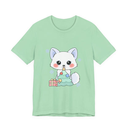 Kawaii Christmas Fox T-Shirt for Cozy Holiday Decorating